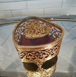 Antique Gold Heart-shaped Jewelry Box